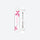 All-mountain true twin snowboard - white top sheet with pink ribbon graphic, top and base view, for powder and piste days