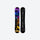 Freestyle twin tip snowboard for park and piste - black top sheet with purple yellow graffiti graphic, for winter snow sports