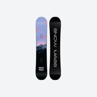 
                  
                    All-mountain snowboard with true twin shape - blue mountain photo top sheet, top and base view, for all-mountain snowboarding
                  
                