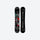 All-mountain true twin snowboard - black top sheet with graffiti sticker graphic, top and base view, for winter snow sports