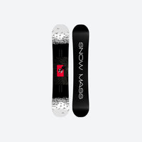 
                  
                    All-mountain snowboard with true twin shape - white top sheet with black red splatter graphic, for park and freestyle riding
                  
                