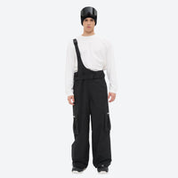 
                  
                    Men's bib snowboard pants with cargo pockets - black bib snow pants with gray top, for powder and piste riding
                  
                