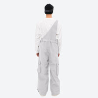 
                  
                    Men's waterproof 3L bib snow pants - light gray bib snow pants with gray top, on-model back view, for powder and piste riding
                  
                