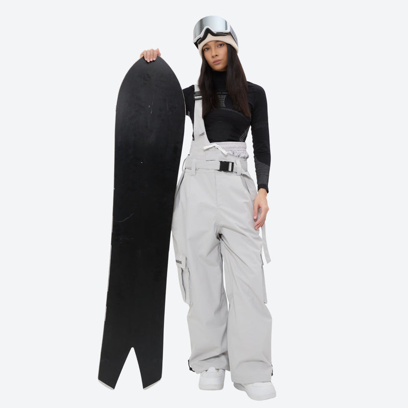 Unisex waterproof 3L bib snow pants - light gray bib snow pants, for resort and backcountry days