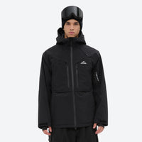 
                  
                    Men's breathable ski jacket and pants set - black, on-model front view, for skiing and snowboarding
                  
                
