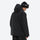 Men's 3-layer snowboard jacket and pants - black, on-model hood side view, for skiing and snowboarding