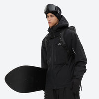 
                  
                    Men's waterproof 3L snow jacket and pants series - black, for cold-weather winter sports
                  
                