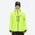 Men's 3-layer snowboard jacket and pants - neon green, on-model front view, for powder and piste riding