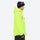 Men's 3-layer snowboard jacket and pants - neon green, on-model hood side view, for resort and backcountry days