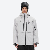 
                  
                    Men's breathable ski jacket and pants set - light gray, on-model front view, for skiing and snowboarding
                  
                