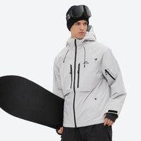 
                  
                    Men's waterproof 3L snow jacket and pants series - light gray, for cold-weather winter sports
                  
                