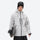 Men's 3-layer snowboard jacket and pants - light gray, on-model front view, for powder and piste riding