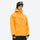 Men's waterproof 3L snow jacket and pants series - amber orange, on-model hood side view, for skiing and snowboarding