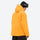 Men's waterproof 3L snow jacket and pants series - amber orange, on-model hood side view, for cold-weather winter sports