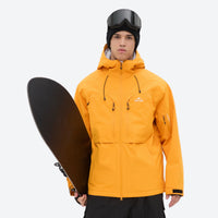 
                  
                    Men's waterproof 3L snow jacket and pants series - amber orange, for resort and backcountry days
                  
                
