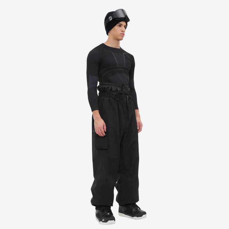 Men's waterproof 3L snow jacket and pants series - black bib pants, for skiing and snowboarding