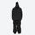 Men's 3-layer snowboard jacket and pants - black jacket with black pants, on-model back view, for resort and backcountry days
