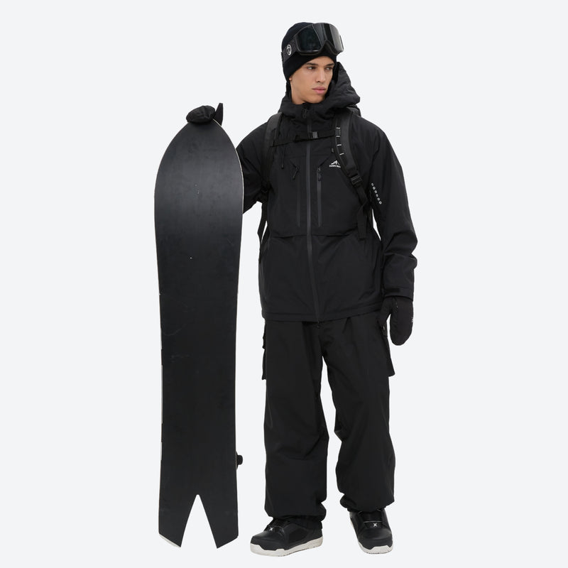 Men's waterproof 3L snow jacket and pants series - black, for skiing and snowboarding