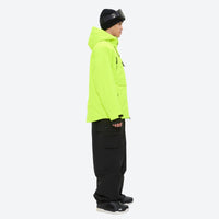 
                  
                    Men's waterproof 3L snow jacket and pants series - neon green, on-model side view, for cold-weather winter sports
                  
                