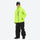Men's breathable ski jacket and pants set - neon green, on-model side view, for resort and backcountry days