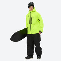 
                  
                    Men's waterproof 3L snow jacket and pants series - neon green, for resort and backcountry days
                  
                