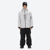 
                  
                    Men's breathable ski jacket and pants set - light gray jacket with black pants, for resort and backcountry days
                  
                