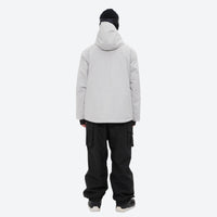 
                  
                    Men's waterproof 3L snow jacket and pants series - light gray jacket with black pants, for cold-weather winter sports
                  
                