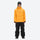 Men's 3-layer snowboard jacket and pants - amber orange jacket with black pants, for skiing and snowboarding