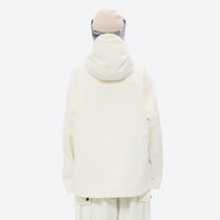 
                  
                    Women's breathable ski jacket and anorak set - white jacket, on-model back view, for cold-weather winter sports
                  
                