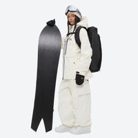
                  
                    Women's 3-layer snowboard jacket and pants - white jacket with white pants, for powder and piste riding
                  
                