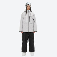 
                  
                    Women's breathable ski jacket and anorak set - light gray jacket with black pants, for resort and backcountry days
                  
                