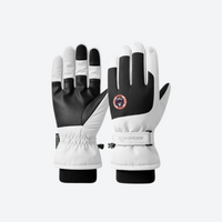 
                  
                    Comfort ski gloves with touchscreen fingertips - white black snow gloves, pair front and back view, for snow sports weekends
                  
                