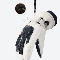
                  
                    Snow gloves with buckle strap and insulation - white snow gloves, hang view with inset, for skiing and snowboarding
                  
                