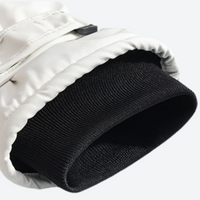 
                  
                    Snow gloves with buckle strap and insulation - white snow glove cuff, knit cuff close-up, for snow sports weekends
                  
                