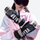 Warm snow mittens with touchscreen fingertips - pink letter print snow mittens, for skiing and snowboarding