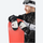 Water-repellent ski mittens with card pocket - black snow mittens on men in black jacket with snowboard, for resort ski days