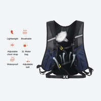 
                  
                    20L waterproof vest-style travel backpack - navy waterproof vest backpack, feature infographic, for snow sports weekends
                  
                