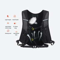
                  
                    20L waterproof vest-style travel backpack - black waterproof vest backpack, feature infographic, for travel and city walks
                  
                