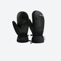 
                  
                    Waterproof winter mittens with touchscreen fingertips - black snow mittens, pair front and back view, for resort ski days
                  
                