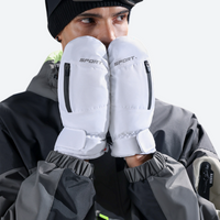 
                  
                    Blizzard X snow mittens for extreme winter sports - white snow mittens on men with goggles beanie, for resort ski days
                  
                