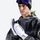 Waterproof winter mittens with touchscreen fingertips - white snow mittens on men with goggles beanie, chest wear view
