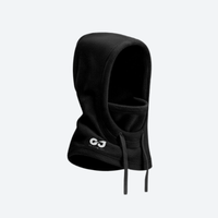 
                  
                    Warm fleece balaclava hood with drawstring - black fleece hood facemask, product view, for resort ski days
                  
                