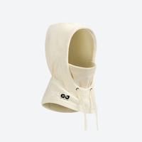 
                  
                    Ski hood facemask with adjustable drawcord - cream fleece hood facemask, product view, for skiing and snowboarding
                  
                