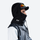 Ski hood facemask with adjustable drawcord - black fleece hood facemask on men with cap and goggles, worn side view