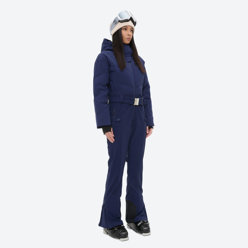 Women's waterproof 3L one-piece snow suit - navy one-piece snow suit, for powder and piste riding