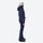 Women's breathable 3-layer jumpsuit ski suit - navy one-piece snow suit, on-model side view, for cold-weather winter sports