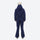 Women's one-piece snowboard suit with waist belt - navy one-piece snow suit, on-model back view, for skiing and snowboarding