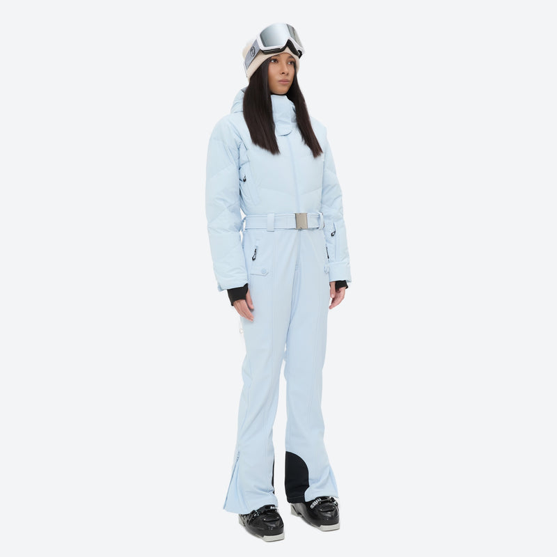 Women's waterproof 3L one-piece snow suit - ice blue one-piece snow suit, for resort and backcountry days