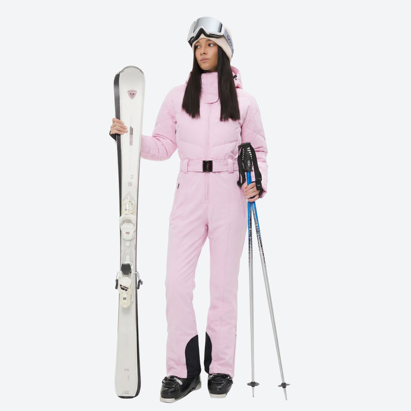Women's waterproof 3L one-piece snow suit - pink one-piece snow suit, for skiing and snowboarding