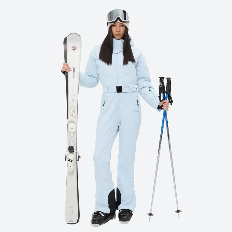 Women's waterproof 3L one-piece snow suit - ice blue one-piece snow suit, for powder and piste riding